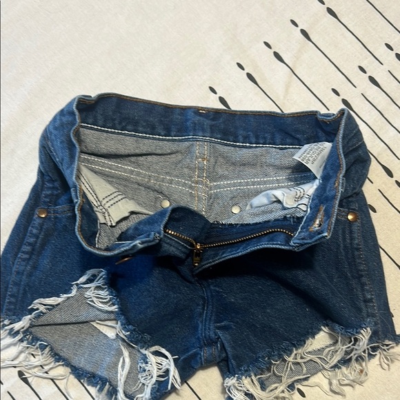 Vintage Wrangler Blue Jean Shorts with Distressed Cut-Off Style.  Size 22. - Picture 3 of 8